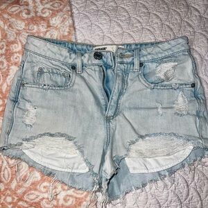 Garage Light Wash Distressed Denim Shorts